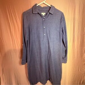 J.Jill Dress XS Extra Small Blue Long Sleeved Casual 100% Cotton Dress